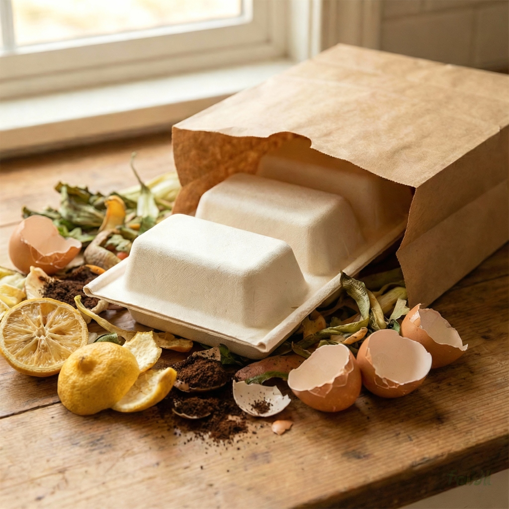 Biodegradable tray with organic waste