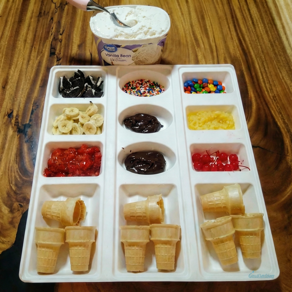 Ice cream sundae toppings bar